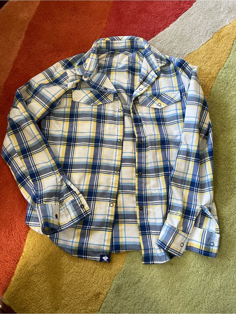 Women’s Plaid Button-Front Flannel Shirt - Blue & Cream Rabbit